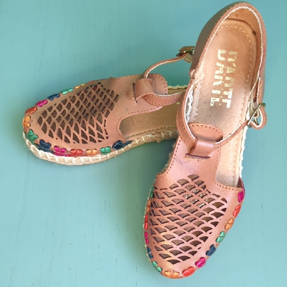 Mexican Spring Leather Sandals, Multicolor